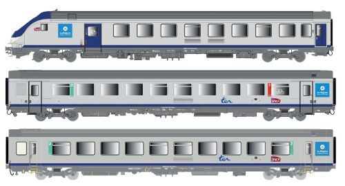 L.S. Models LS41232DC 3er Set Personenwagen VU+VTU SNCF, Ep.VI, TER AURA